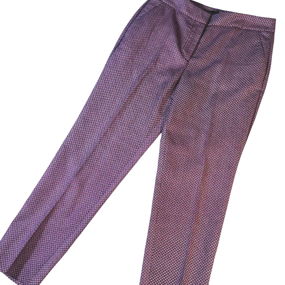Talbots Heritage Dress Pants Womens 8 Red Navy White Geometric Diamond Straight